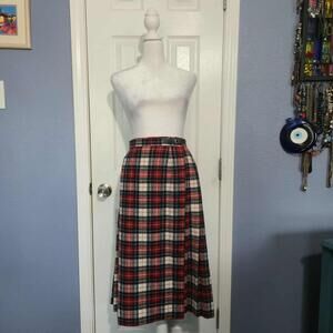 Vintage Young Pendleton Women 4/6 1960s 1970s 100% Wool Pleated Midi Skirt